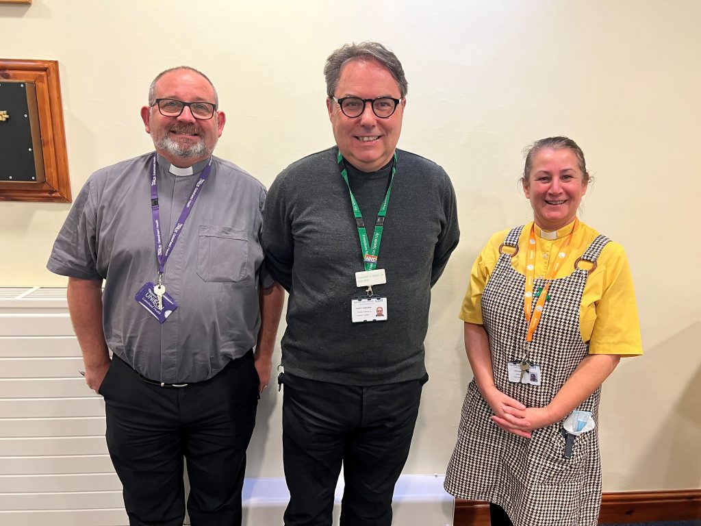 Group photo of the Chaplains. Paul Nichol, Gareth Rowlands and Joan Urwin.