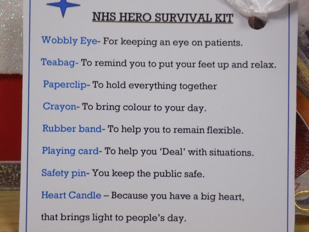 NHS hero survival kit from Gateshead Recovery Partnership