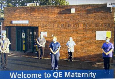 Still image of the Maternity team outside the department