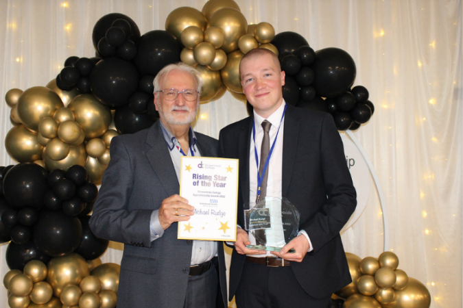 Michael Rudge presented Rising Star Award at Derwentside Apprenticeship Awards