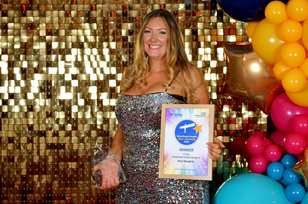 Katy Maughan winning the Gateshead Angel award