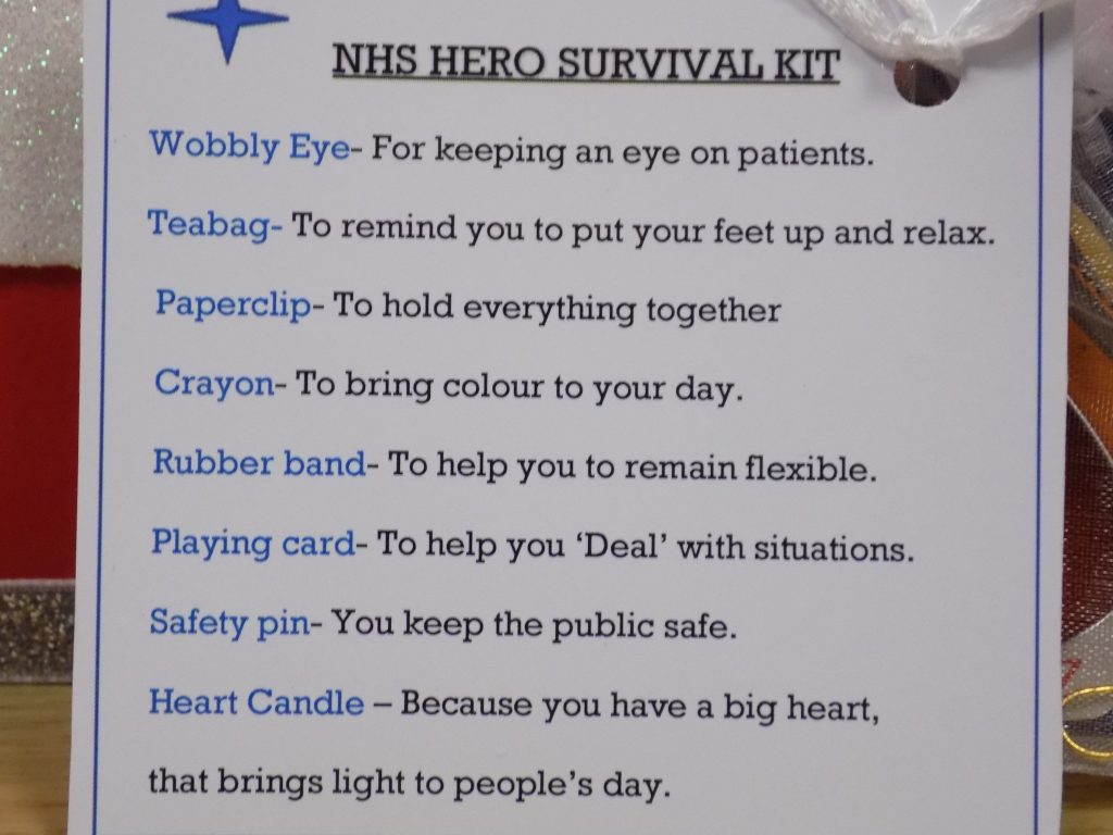 NHS hero survival kit from Gateshead Recovery Partnership 