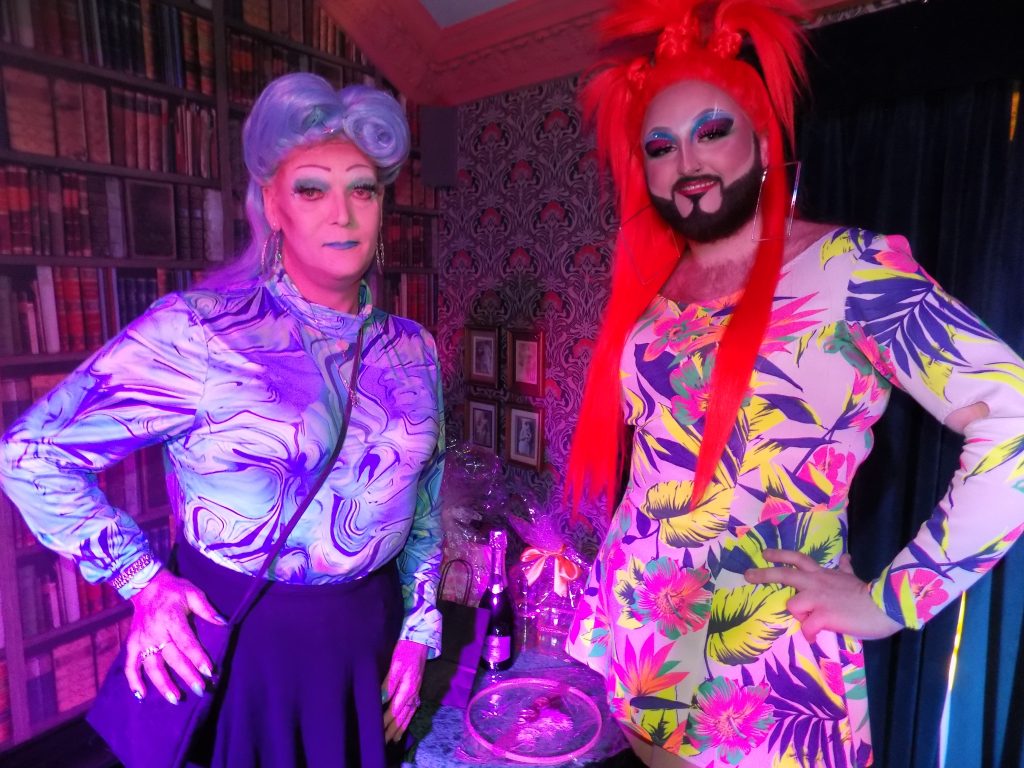 Miss Stephanie Sky and Miss Fonda in Oscar's bar.