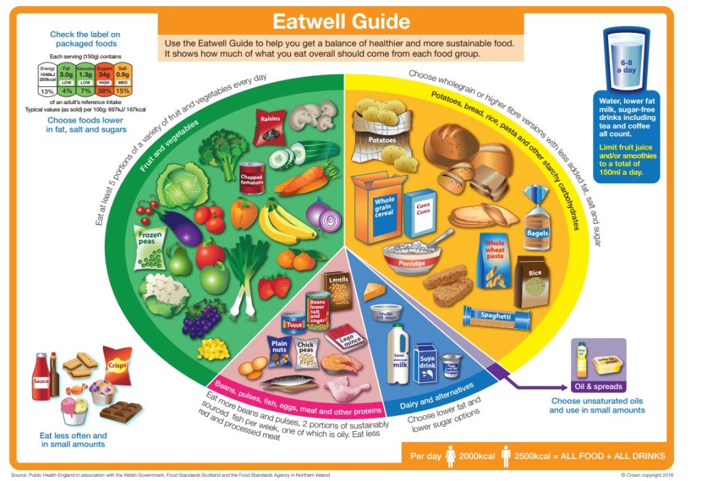 Image showing the UK Government's advice regarding a balanced diet. 