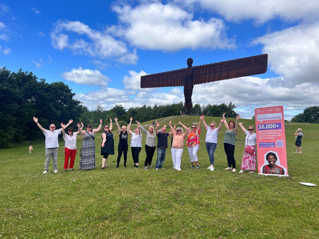 Gateshead Health staff at Angel of the North for flash mob