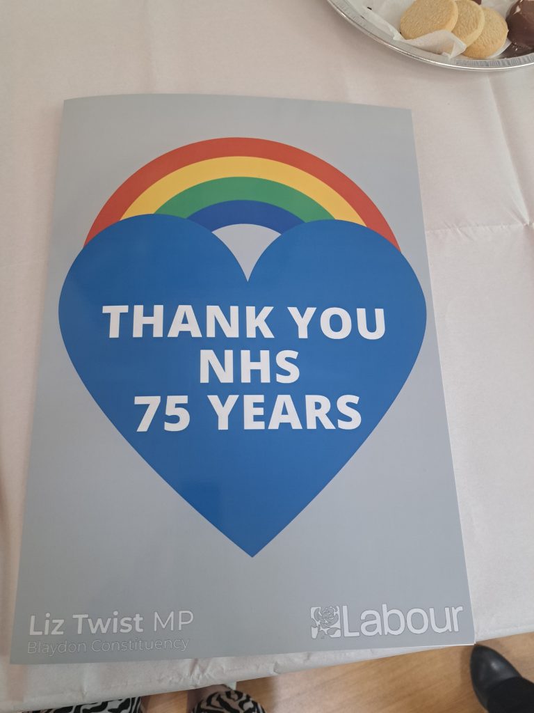 Front of a card which reads "Thank you NHS, 75 years"