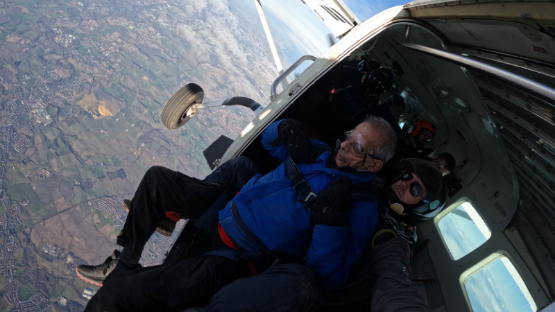 Nadeem about to complete the charity skydive