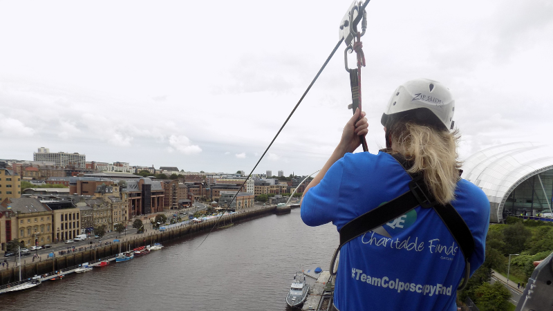 Picture of Holly Watson completing the charity zipline