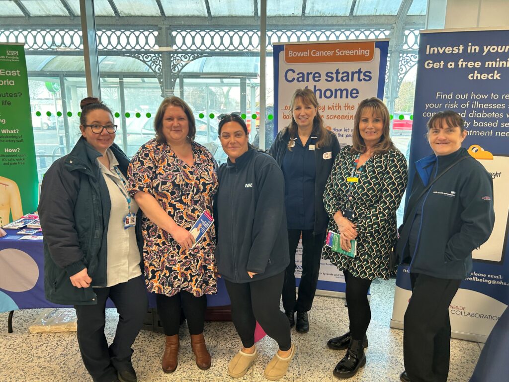 From left to right: Joanne Bruce - South Tyneside Health Collaboration, Emma Golightly - Health Improvement Practitioner at Gateshead Health , Courtney Price - South Tyneside Health Collaboration, Elspeth Dawson - Cancer Research UK, Julie Thomas - Health Improvement Practitioner at Gateshead Health and Kelly Lundell - Targeted Lung Health Check Programme