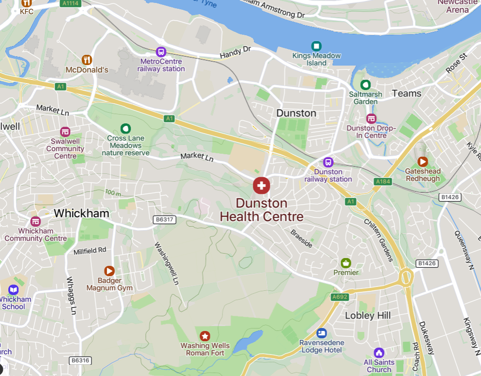 Map of dunston