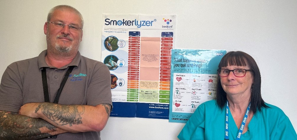 Peter, with Tobacco Dependency Advisor Carole