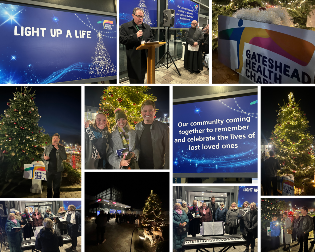 A photo collage of photographs taken from the Light Up A Life event 2024.