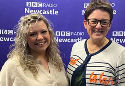 Sharon Denise Clark, Joint Lead Clinical Nurse at BBC Radio Newcastle, July 2024, with Gilly Hope.