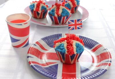 Jubilee Union Jack party cake on a table