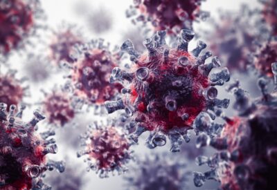 Microscope image of a virus cell