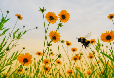 Wildflowers with bees