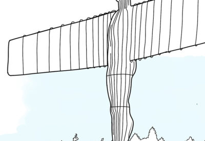 line drawing of angel of north