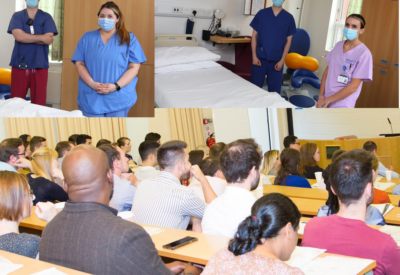 Photo collage of obstetrics staff and doctor trainees.
