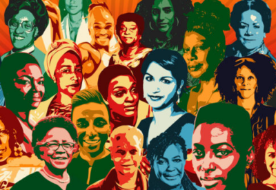 Stylised multi-coloured image of influential black women.