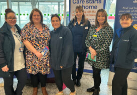 From left to right: Joanne Bruce - South Tyneside Health Collaboration, Emma Golightly - Health Improvement Practitioner at Gateshead Health, Courtney Price - South Tyneside Health Collaboration, Elspeth Dawson - Cancer Research UK, Julie Thomas - Health Improvement Practitioner at Gateshead Health and Kelly Lundell - Targeted Lung Health Check Programme