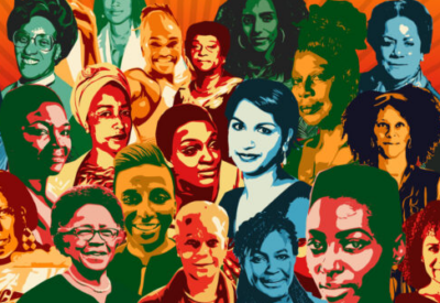 Stylised multi-coloured image of influential black women.
